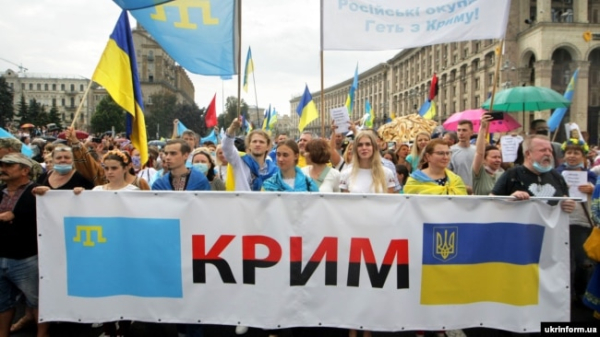 Під час Маршу захисників до Дня Незалежності України. Київ, 24 серпня 2020 року