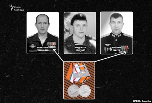 Загиблі члені костромського полка у битві за Мощун, які були нагороджені медаллю за окупацію Криму