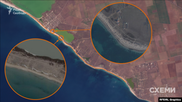 Оборонні споруди на пляжі в районі селища Заозерне під Євпаторією, 16 березня 2023 року