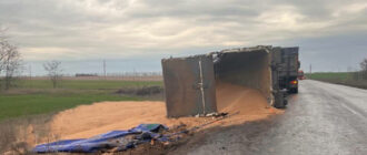 У Запорізькій області перекинулася вантажівка з краденим українським зерном