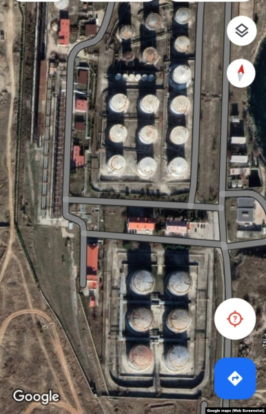 Резервуари в Козачій бухті Севастополя на гугл-карті (крупним планом), 29 квітня 2023 року