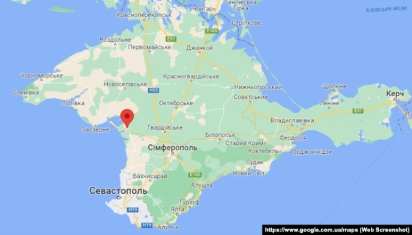 Село Ліснівка Сакського району на Гугл-карті, Крим, 4 травня 2023 року