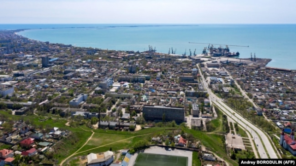 Місто Бердянськ Запорізької області, розташоване на узбережжі Азовського моря, 30 квітня 2022 року