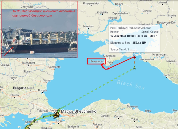 Російське судно з краденим українським зерном вийшло з Севастополя 0