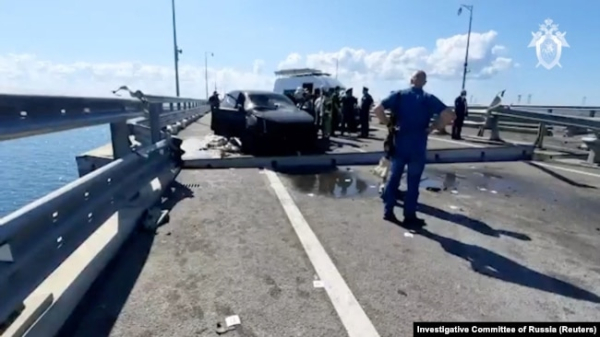 Пошкоджений проліт Керченського (Кримського) мосту, 17 липня 2023 року 