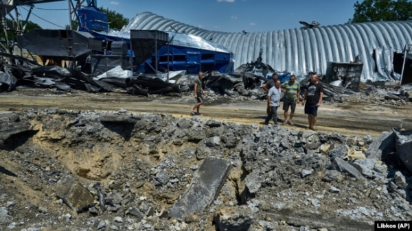 Знищений зерновий склад. Одеська область, Україна, 21 липня 2023 року