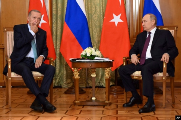 Президенти Туреччини і Росії Ердоган і Путін під час переговорів у Сочі. Росія, 4 вересня 2023 року