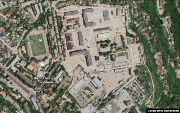 Територія військової частини 6916 Росгвардії у Севастополі на вулиці 2-а Бастіонна. Скріншот супутникової карти Google