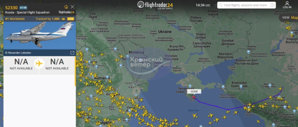 Російський спецборт прилетів до Криму після вчорашнього удару по командному пункту1