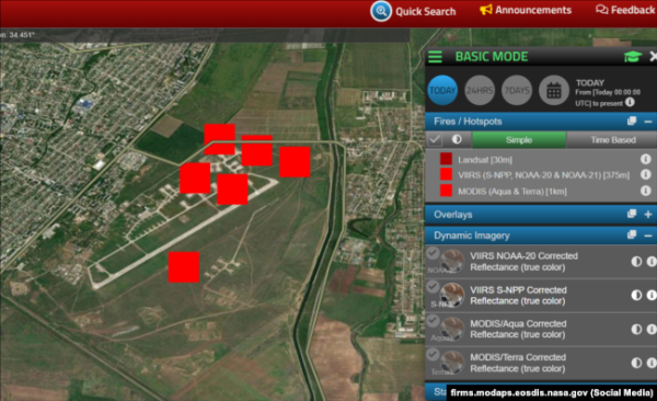 Схема ударів ЗСУ по військовому аеродрому Росії в Джанкої в ніч проти 17 квітня 2024 року