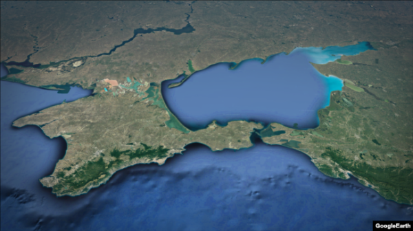 Карта Криму, Азовське та Чорне море. Ілюстративний скріншот
