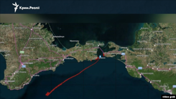 Прогнозоване УкрНЦЕМ поширення мазуту в морі. (Скриншот із відео)