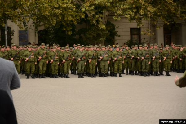 Мітинг, присвячений проводам російських військовослужбовців 47-ї мотострілецької дивізії на війну проти України. Севастополь, 27 вересня 2022 року