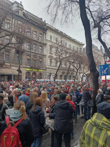 Мітинг опозиції в Будапешті проти Віктора Орбана, 15 березня 2025 року. Фото з фейсбук-сторінки партіїTisza2