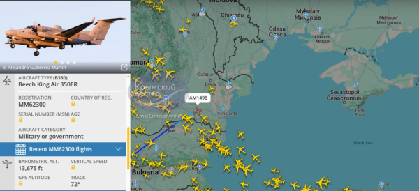 Літак радіоелектронної розвідки Італії розпочинає місію на кримському напрямку0