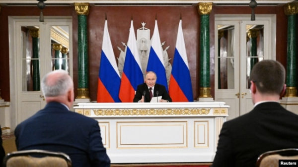 Президент Росії Володимир Путін робить заяву для ЗМІ в Кремлі в Москві, Росія, 11 травня 2025 року