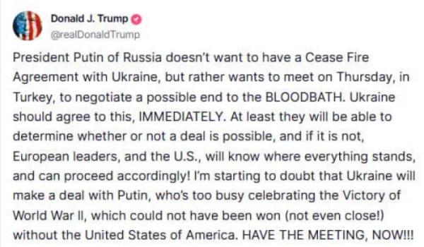 Трамп вимагає від України їхати на перемовини з РФ у Стамбул1