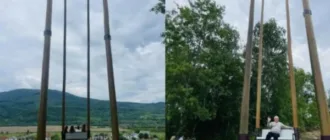 На Свалявщині встановили найвищу в Україні дерев’яну гойдалку