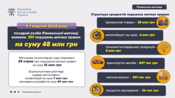Рівненська митниця виявила порушення на 48 мільйонів гривень1