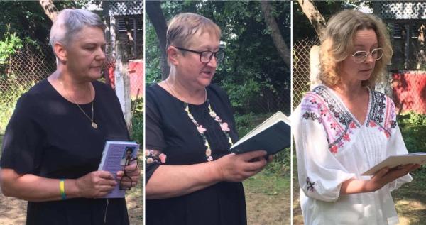 Алла Семенчук, Надія Кривцова, Руслана Броновицька на заході «Герої. Поети, Кобзарі». Фото Рівненського обласного центру народної творчості