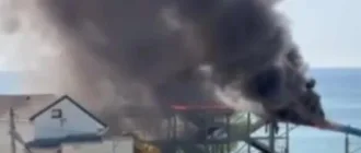 В окупованому Залізному Порту на Херсонщині згорів аквапарк: росіяни в усьому звинувачують ЗСУ
