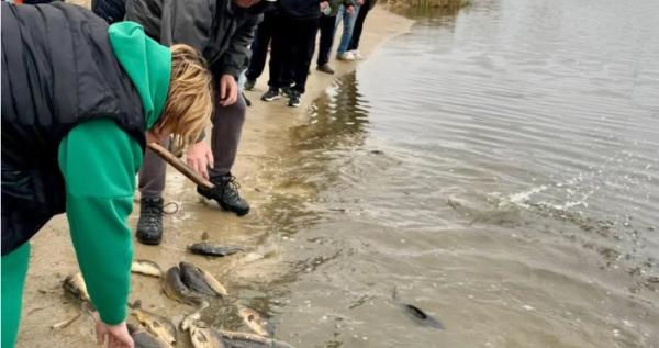У нововолинське озеро запустили близько пів тонни риби