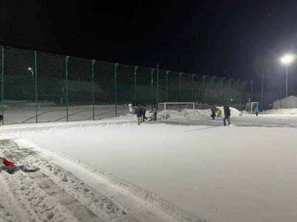 У Рожищі батьки й тренери вийшли чистити сніг на футбольному полі, щоб діти могли тренуватися4